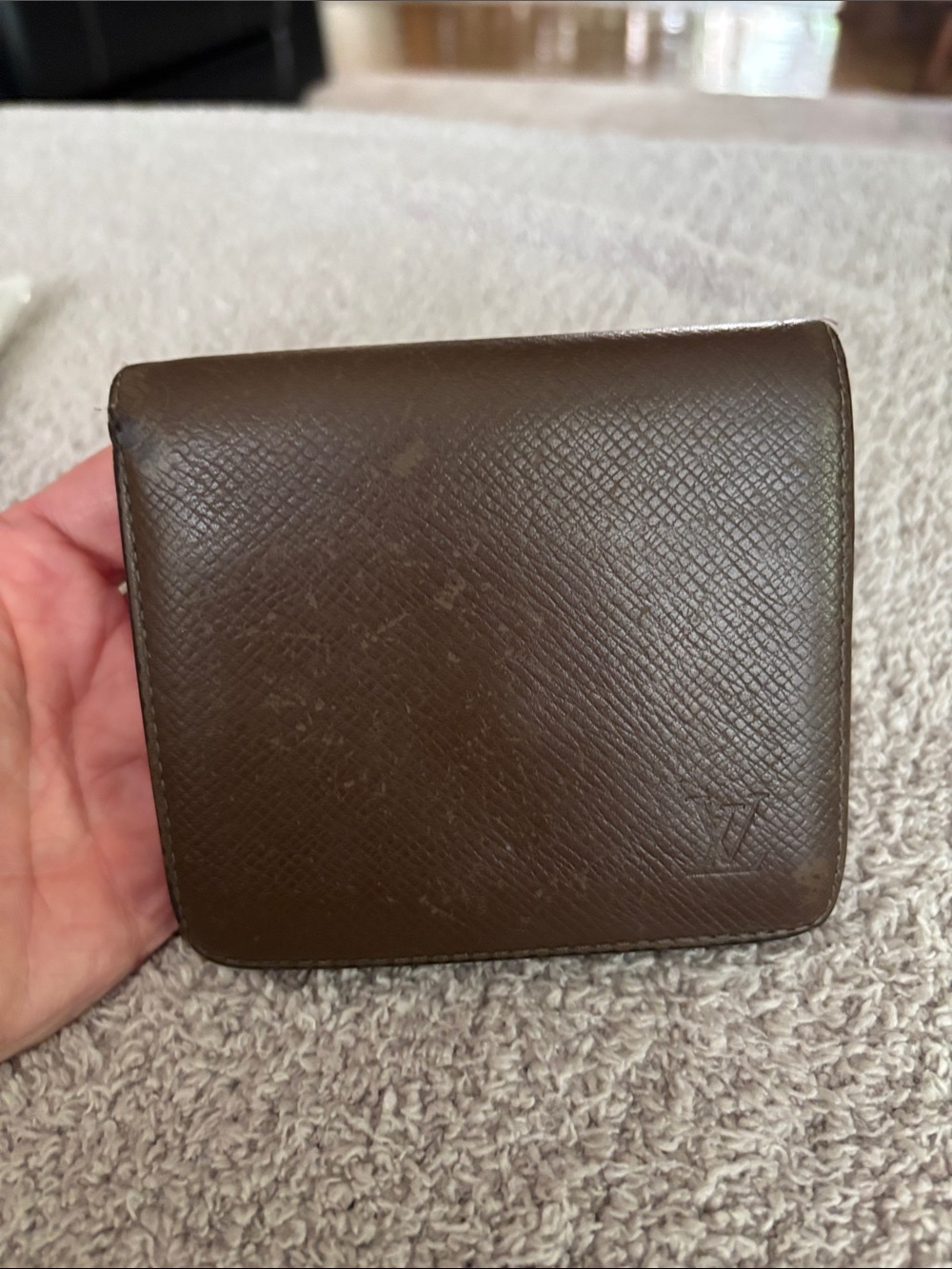 Vintage Louis Vuitton Taiga Leather Bifold Wallet Brown